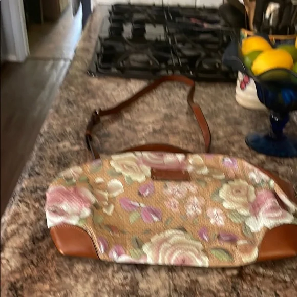 Patricia Nash Brown and Pink Floral Leather Shoulder Bag with Whimsical Design - Picture 9 of 9